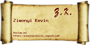 Zimonyi Kevin névjegykártya